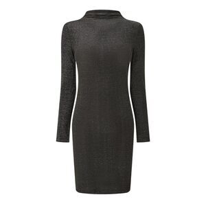 Pieces Womens/Ladies Glitter Knitted High Collar Bodycon Dress / Black